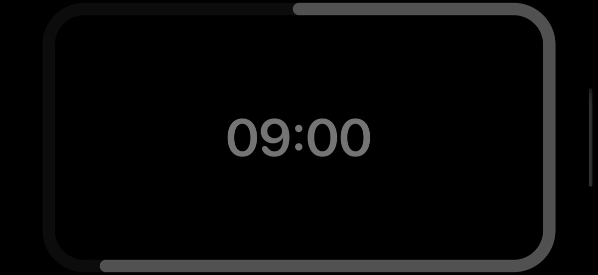 Shade mode: the clock dimmed on a dark background